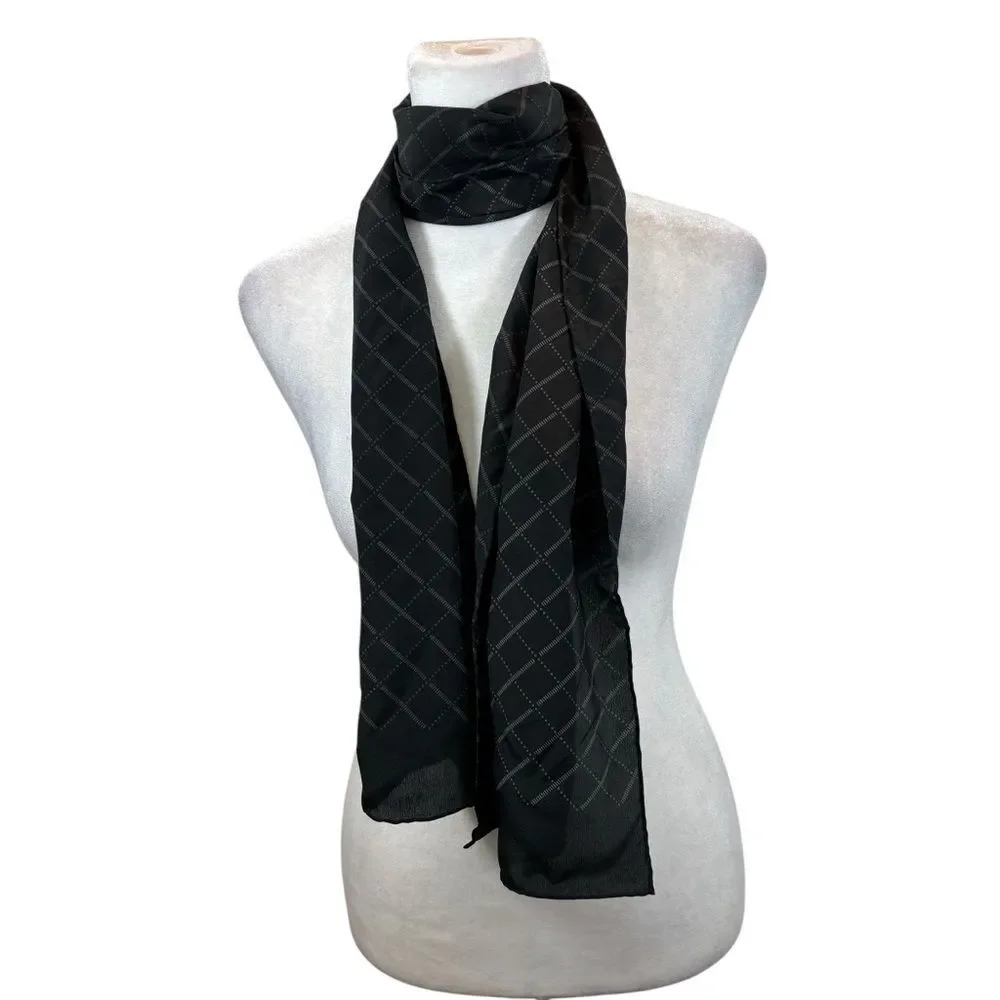 Ladies 100%‎ Silk Black and Grey Scarf